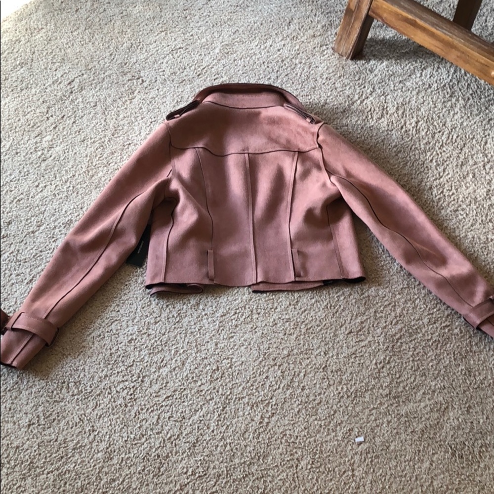 NWT suede moto trench coat/jacket Sz XS - Picture 7 of 8